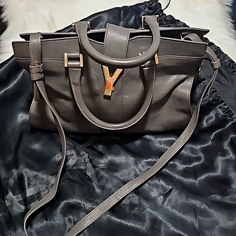 Yves Saint Laurent Cabas Chyc Leather Hand Bag 2way Shoulder Bag